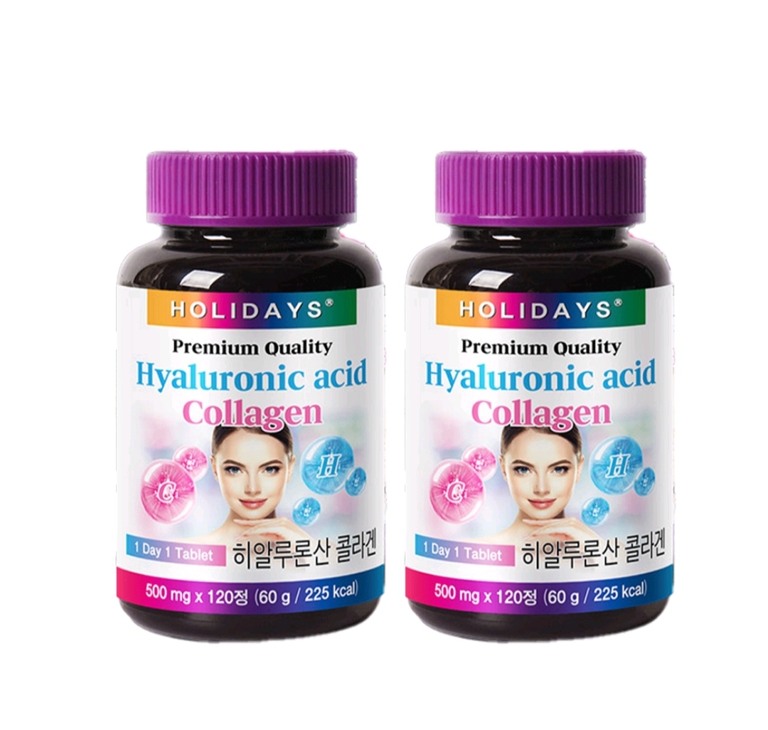 HOLIDAYS Premium Quality Hialuronic acid Collagen 120  x 500 mg Низкомолекулярная  Гиалуроновая кислота + Коллаген 120шт х 500 мг