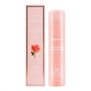JM SOLUTION GLOW LUMINOUS FLOWER SUN SPRAY ROSE (180ml) Омолаживающий солнцезащитный спрей с розой (180мл)