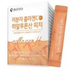 BOTO Low Molecular Collagen Hyaluronic Acid Peach Низкомолекулярный коллаген с витамином С, гиалуроновой кислотой с экстрактом персика  в стиках 30 стиков по 2 г.
