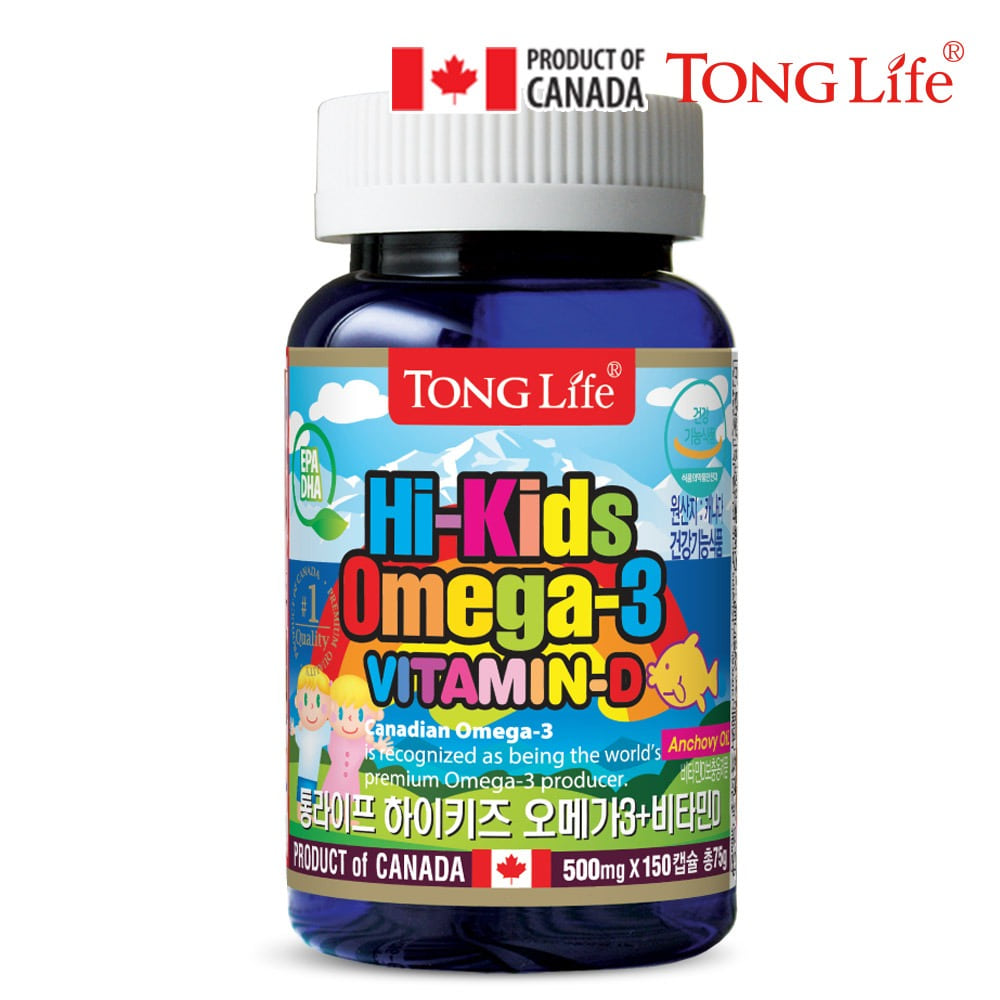 Tong Life Hi-Kids Omega-3 + Vitamin D Детская Омега — 3 + витамин D 150 капсул