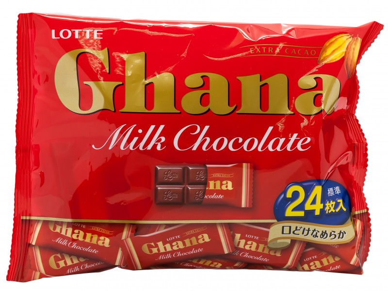 Lotte Шоколад Гана молочный семейная пачка  (23 шт. в упаковке)