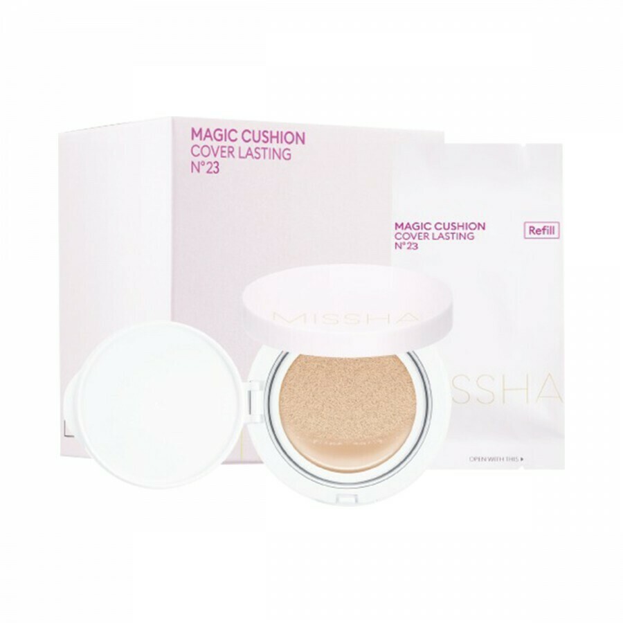 MISSHA MAGIC CUSHION COVER LASTING SPF50+ PA+++ #23 MEDIUM BEIGE Тональный крем-кушон для стойкого макияжа #23 натуральный беж (15мл)