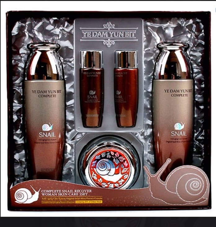 YEDAM YUN BIT COMPLETE SNAIL RECOVER WOMAN SKIN CARE SET Набор средств с экстрактом улитки для восстановления и питания кожи лица (150мл + 150мл + 50гр + 30мл + 30мл)