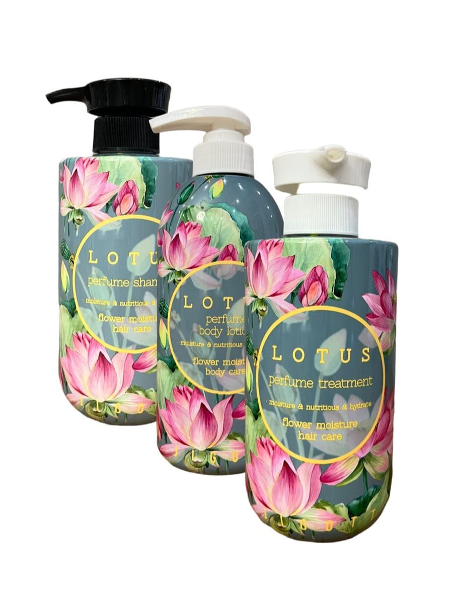 Jigott  Lotus Набор уходовых средств для волос и тела c экстрактом лотоса лосьон для тела + шампунь для волос + бальзам для волос