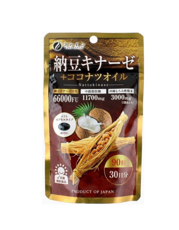 Fine Japan Nattokinase + Coconut Oil Комплекс натоккиназа + кокосовое масло