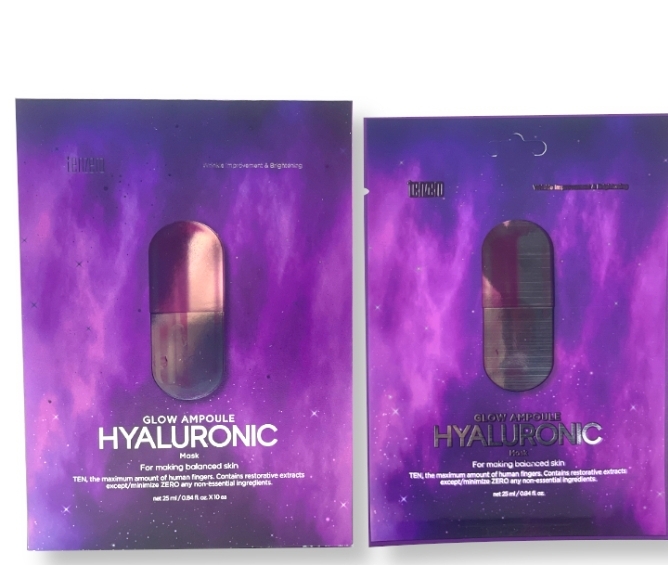 TENZERO GLOW AMPOULE HYALURONIC MASK Ампульная маска для лица с гиалуроновой кислотой (25мл * 10шт) 