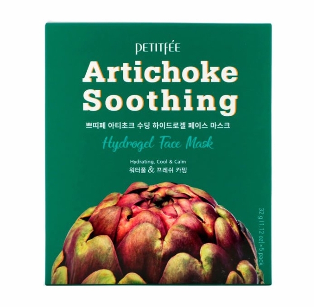 PETITFEE ARTICHOKE SOOTHING FACE MASK Охлаждающая гидрогелевая маска с экстрактом артишока