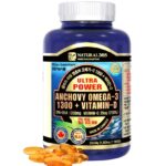 Natural 365 Ultra Power Anchovy Omega 3 1300 + Vitamin D  Ультра мощная анчоусы омега 3 + витамин D (180 шт)