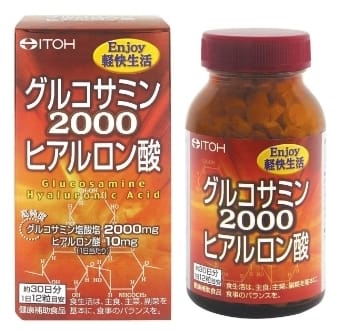 ITOH Glucosamine 2000 Hyaluronic Acid Глюкозамин и гиалуроновая кислота для здоровья суставов на 30 дней