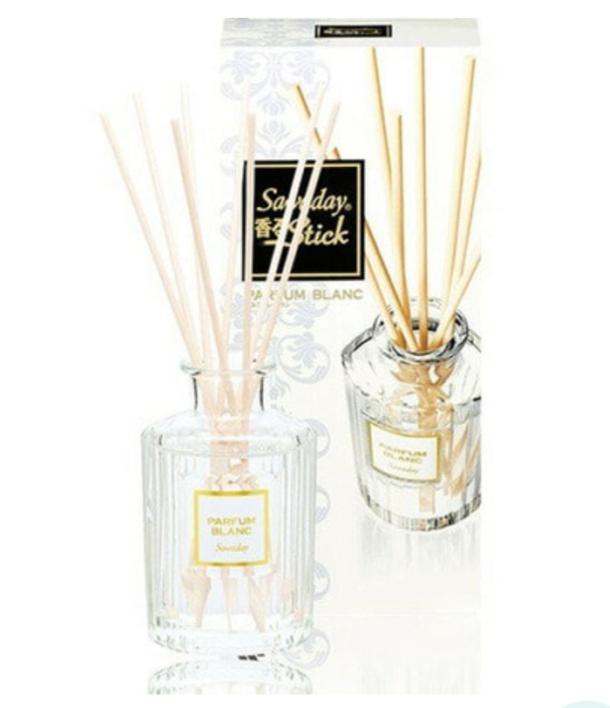 Kobayashi «Sawaday Stick Parfum Blanc» Натуральный аромадиффузор для дома, с теплым древесным ароматом и цветочно-цитрусовыми нотками, стеклянный флакон, 70 мл, 8 палочек